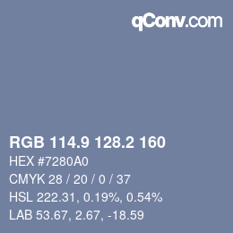 Código de color: RGB 114.9 128.2 160 | qconv.com
