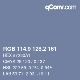 Color code: RGB 114.9 128.2 161 | qconv.com
