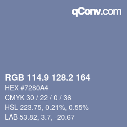 カラーコード: RGB 114.9 128.2 164 | qconv.com