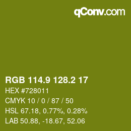 カラーコード: RGB 114.9 128.2 17 | qconv.com