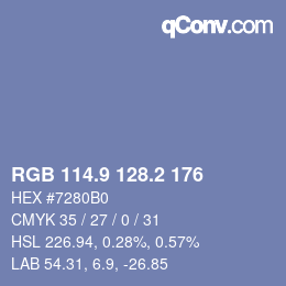 Color code: RGB 114.9 128.2 176 | qconv.com