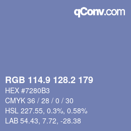 Color code: RGB 114.9 128.2 179 | qconv.com