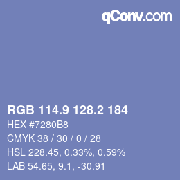 カラーコード: RGB 114.9 128.2 184 | qconv.com