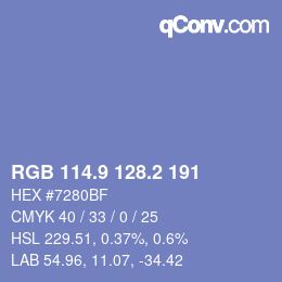 カラーコード: RGB 114.9 128.2 191 | qconv.com