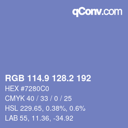 Código de color: RGB 114.9 128.2 192 | qconv.com