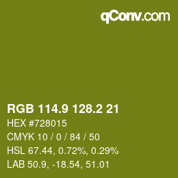 カラーコード: RGB 114.9 128.2 21 | qconv.com