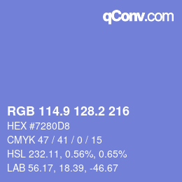 カラーコード: RGB 114.9 128.2 216 | qconv.com
