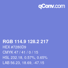 カラーコード: RGB 114.9 128.2 217 | qconv.com