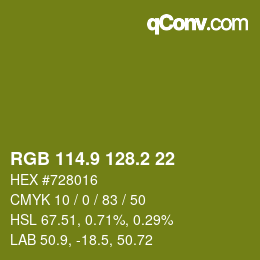 カラーコード: RGB 114.9 128.2 22 | qconv.com