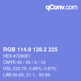 カラーコード: RGB 114.9 128.2 225 | qconv.com