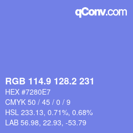 カラーコード: RGB 114.9 128.2 231 | qconv.com