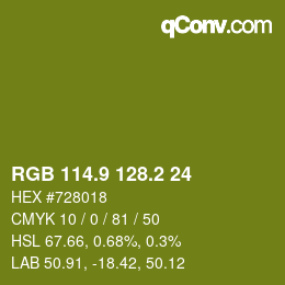 カラーコード: RGB 114.9 128.2 24 | qconv.com
