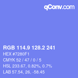 カラーコード: RGB 114.9 128.2 241 | qconv.com