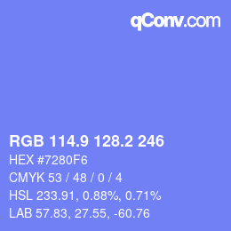 カラーコード: RGB 114.9 128.2 246 | qconv.com