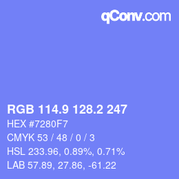 カラーコード: RGB 114.9 128.2 247 | qconv.com