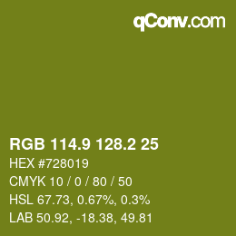 カラーコード: RGB 114.9 128.2 25 | qconv.com