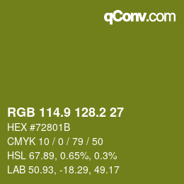 カラーコード: RGB 114.9 128.2 27 | qconv.com