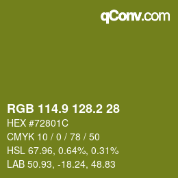 カラーコード: RGB 114.9 128.2 28 | qconv.com