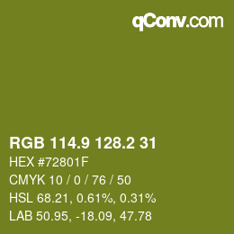 カラーコード: RGB 114.9 128.2 31 | qconv.com