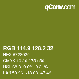 カラーコード: RGB 114.9 128.2 32 | qconv.com