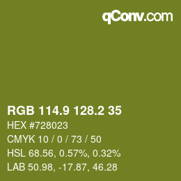 カラーコード: RGB 114.9 128.2 35 | qconv.com