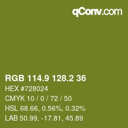 カラーコード: RGB 114.9 128.2 36 | qconv.com