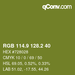 カラーコード: RGB 114.9 128.2 40 | qconv.com