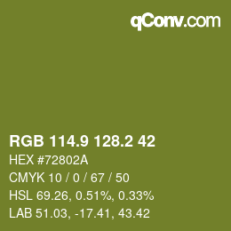 カラーコード: RGB 114.9 128.2 42 | qconv.com
