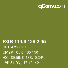 カラーコード: RGB 114.9 128.2 45 | qconv.com