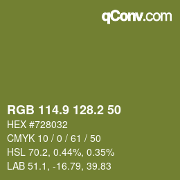 カラーコード: RGB 114.9 128.2 50 | qconv.com