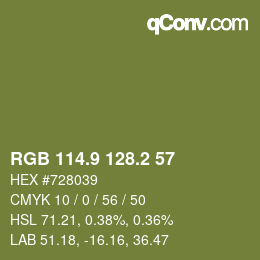カラーコード: RGB 114.9 128.2 57 | qconv.com