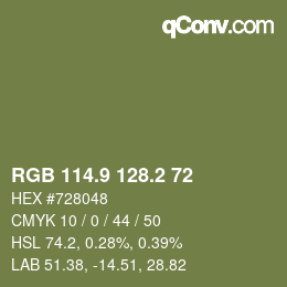 カラーコード: RGB 114.9 128.2 72 | qconv.com