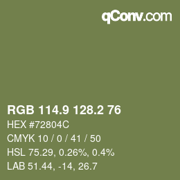カラーコード: RGB 114.9 128.2 76 | qconv.com