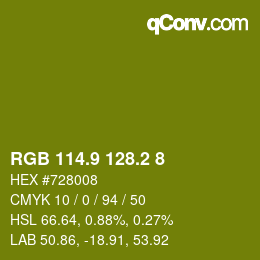 カラーコード: RGB 114.9 128.2 8 | qconv.com