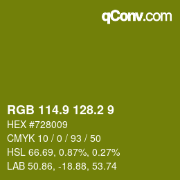 カラーコード: RGB 114.9 128.2 9 | qconv.com