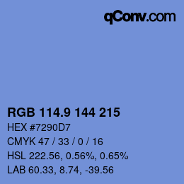 カラーコード: RGB 114.9 144 215 | qconv.com