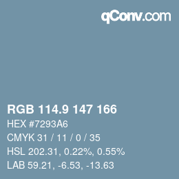 Farbcode: RGB 114.9 147 166 | qconv.com