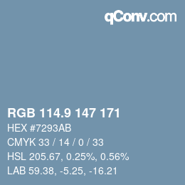 Color code: RGB 114.9 147 171 | qconv.com
