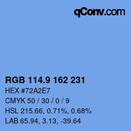 カラーコード: RGB 114.9 162 231 | qconv.com