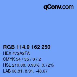カラーコード: RGB 114.9 162 250 | qconv.com