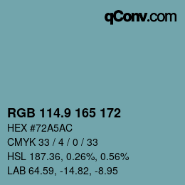カラーコード: RGB 114.9 165 172 | qconv.com