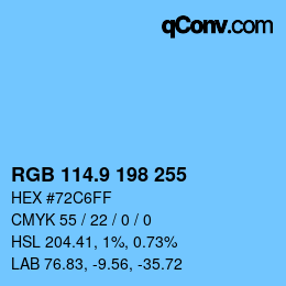カラーコード: RGB 114.9 198 255 | qconv.com