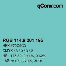 カラーコード: RGB 114.9 201 195 | qconv.com