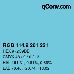 カラーコード: RGB 114.9 201 221 | qconv.com