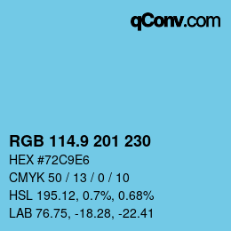 カラーコード: RGB 114.9 201 230 | qconv.com