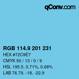 カラーコード: RGB 114.9 201 231 | qconv.com