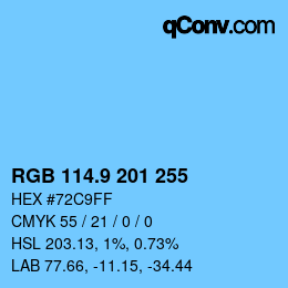 カラーコード: RGB 114.9 201 255 | qconv.com