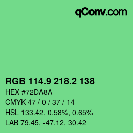 カラーコード: RGB 114.9 218.2 138 | qconv.com