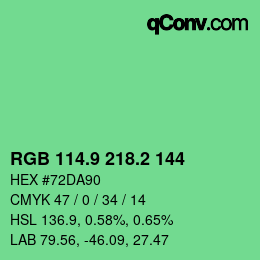 カラーコード: RGB 114.9 218.2 144 | qconv.com