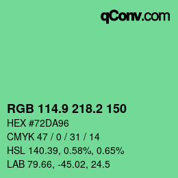 カラーコード: RGB 114.9 218.2 150 | qconv.com
